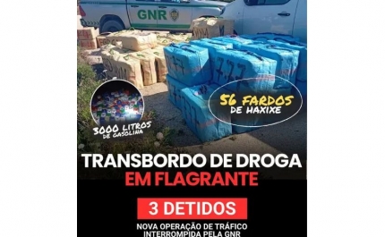 Aljezur: Apreensão de 56 fardos de haxixe e 3 detidos