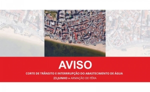 RUA RAINHA SANTA ISABEL, EM ARMAÇÃO DE PÊRA, COM CORTE PARCIAL DE TRÂNSITO E INTERRUPÇÃO DO ABASTECIMENTO DE ÁGUA A 23 DE JUNHO